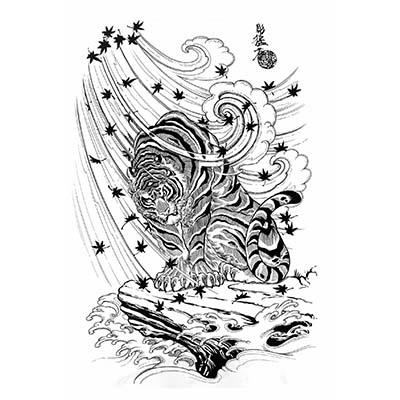 Black And White Tiger Tattoo Design Water Transfer Temporary Tattoo(fake Tattoo) Stickers NO.11604